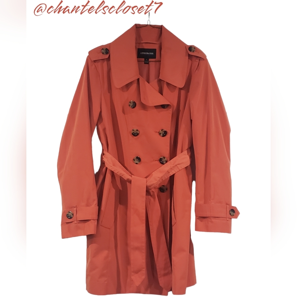 London Fog Brand - Burnt Orange Peacoat Jacket - Large/ Double Breasted  Trench